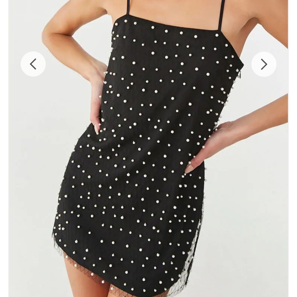 Fauz Pearl Mesh Cami Dress